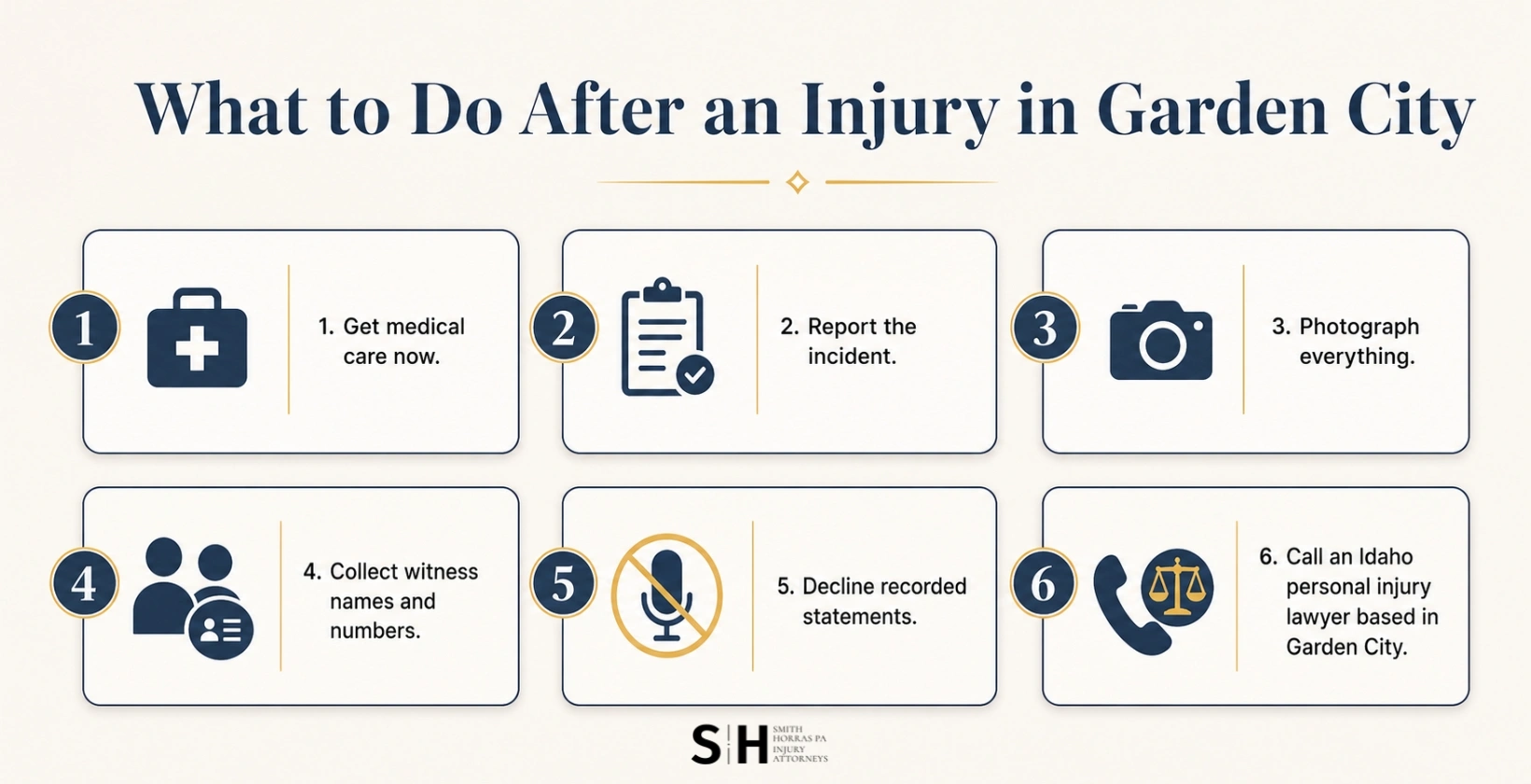 What to do after an injury in Garden City, Idaho